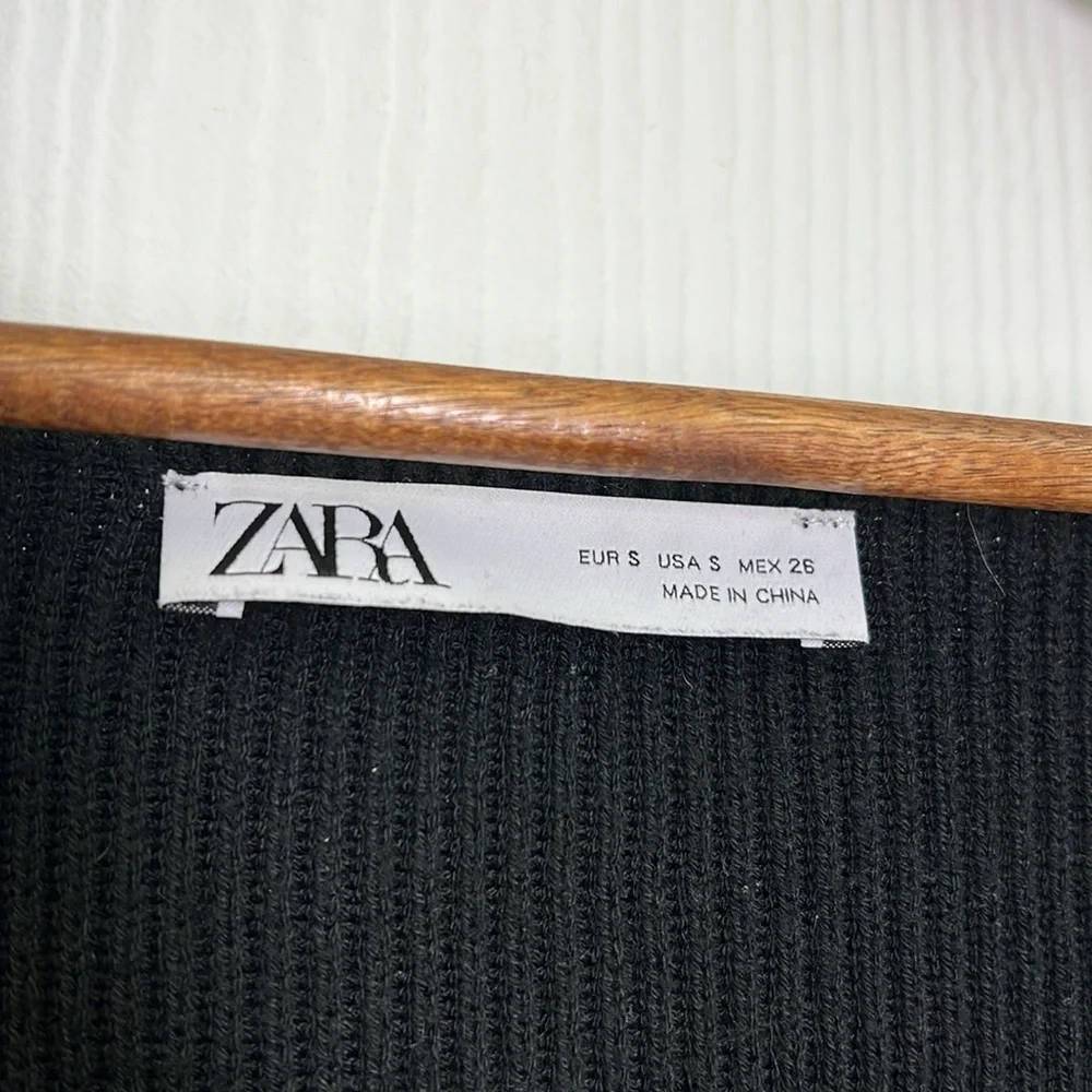 Zara - Black Chunky Knit Twisted Front Lightweight Long Sleeve Sweater Size Sm